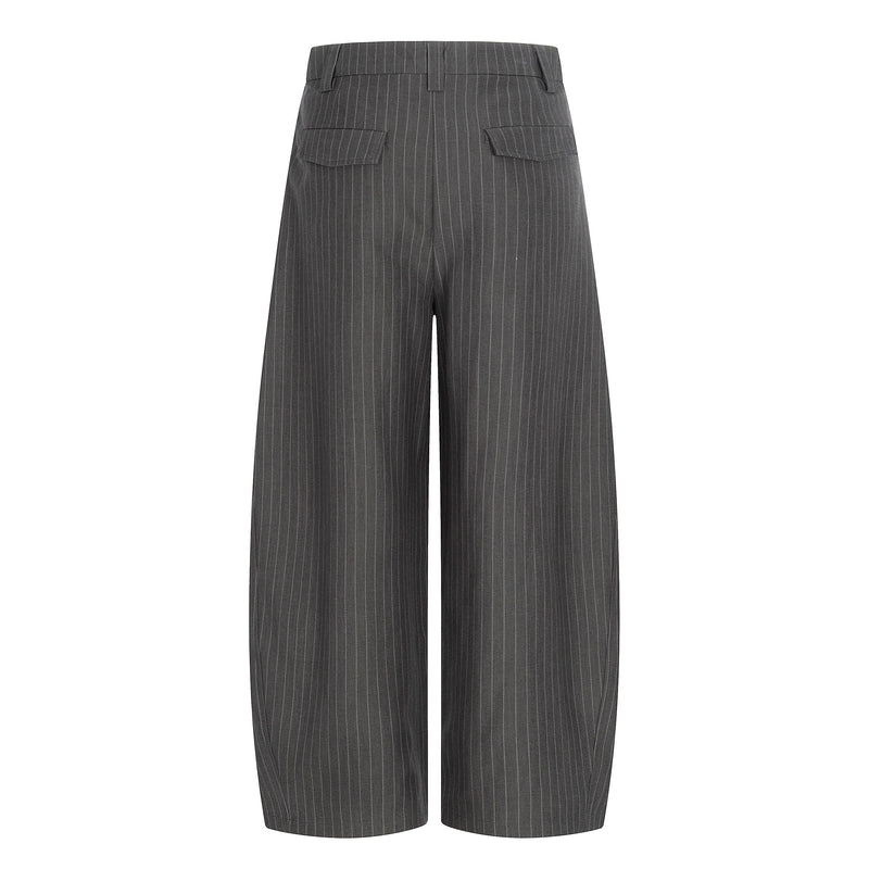 Omirad Pinstripe Wide-Leg Trousers | Grey Tailored Pants