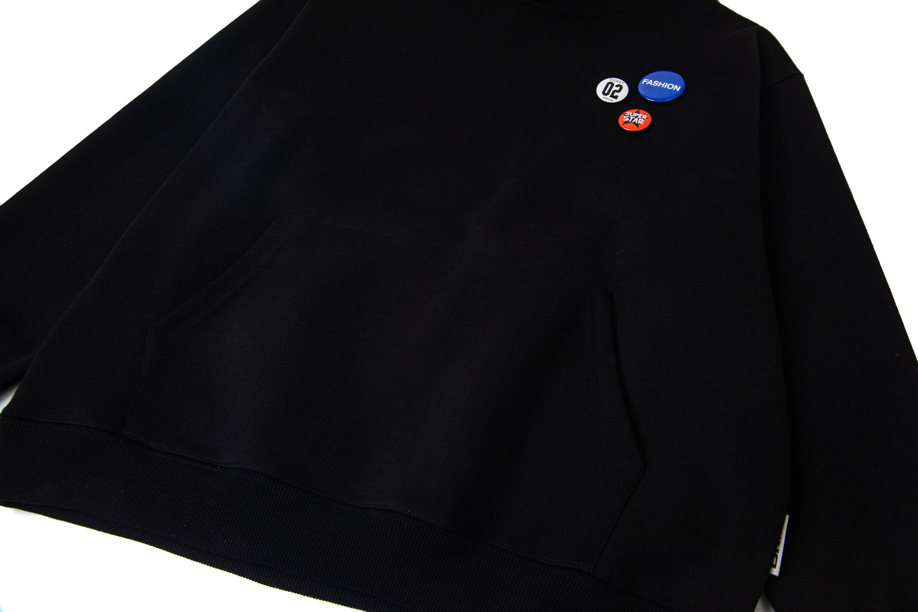 Plaid Scarf Layered Hoodie with Badge Accents | Streetwear