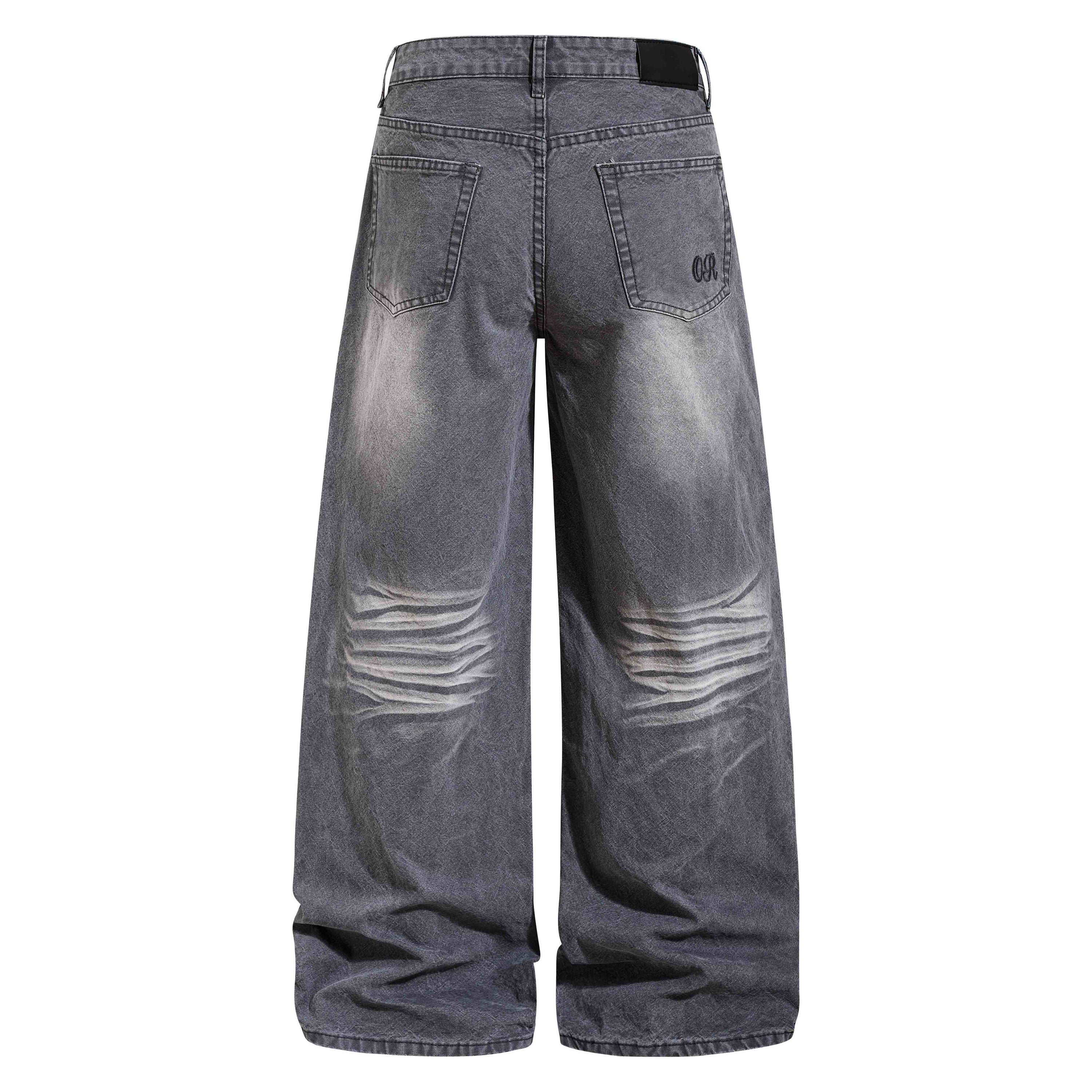 Vintage Fade Wide-Leg Denim Pants | Washed Streetwear Jeans