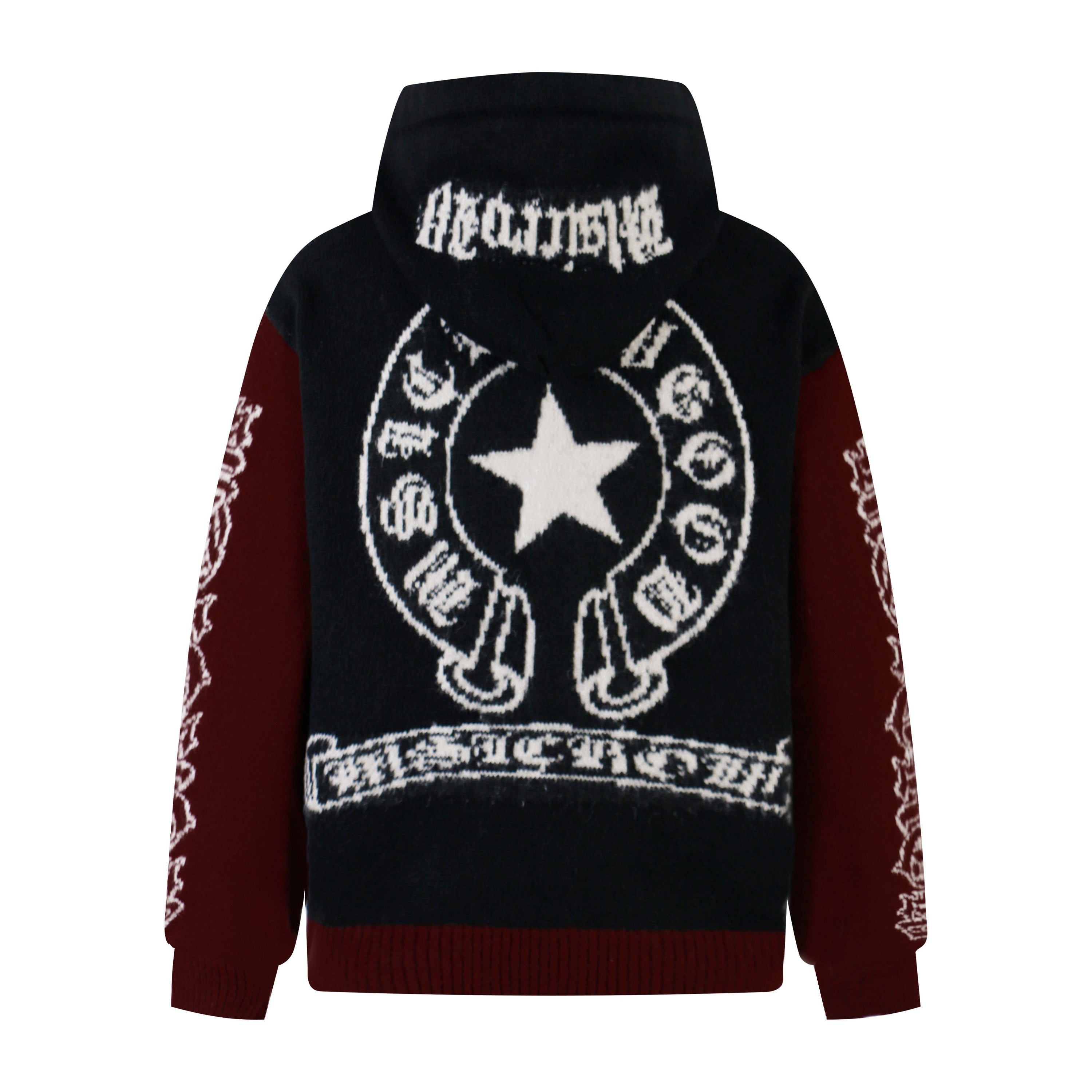 Omirad Vintage Star Knit Zip Hoodie | Color-Block Streetwear