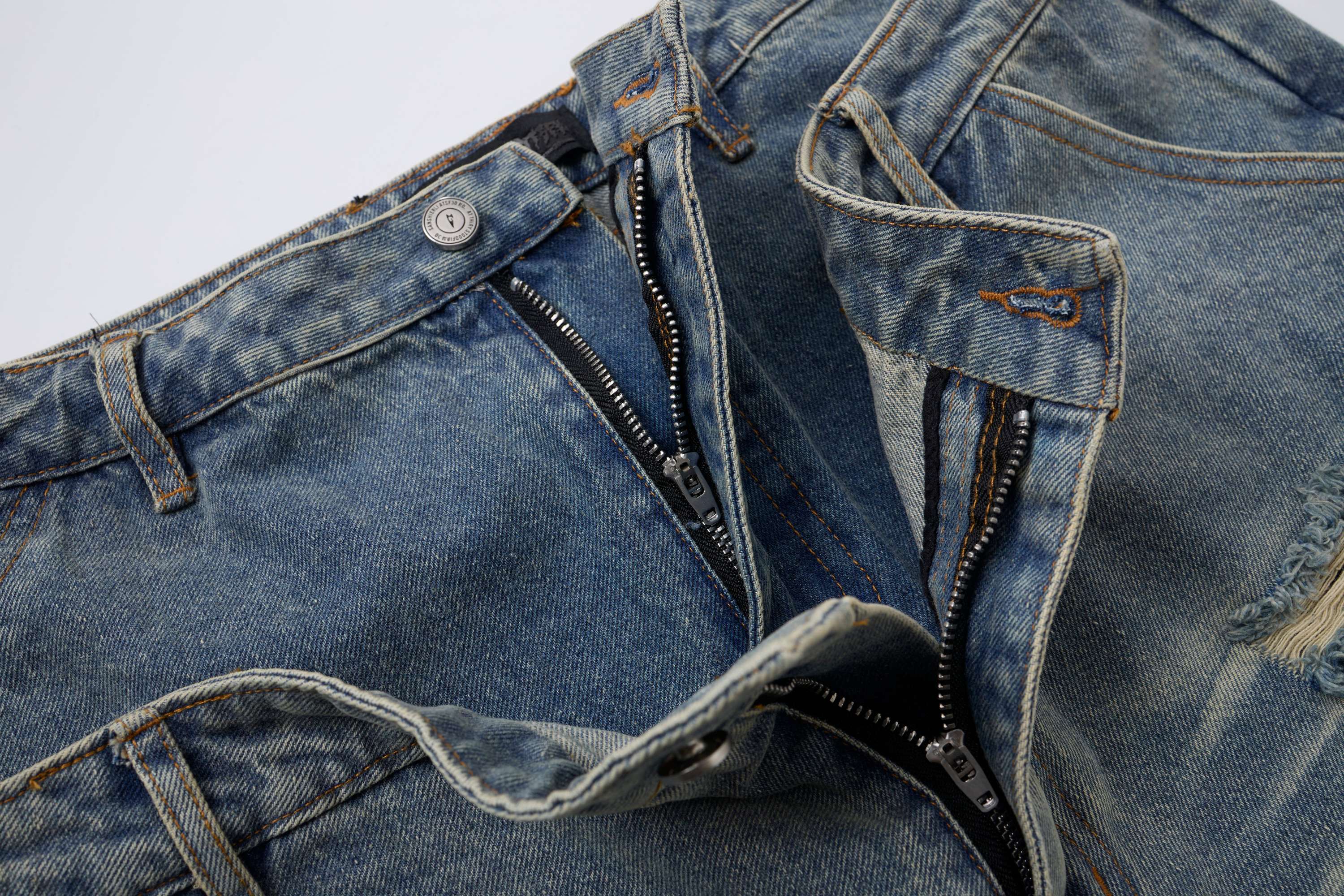 Distressed Layered Waistband Denim Shorts | Streetwear