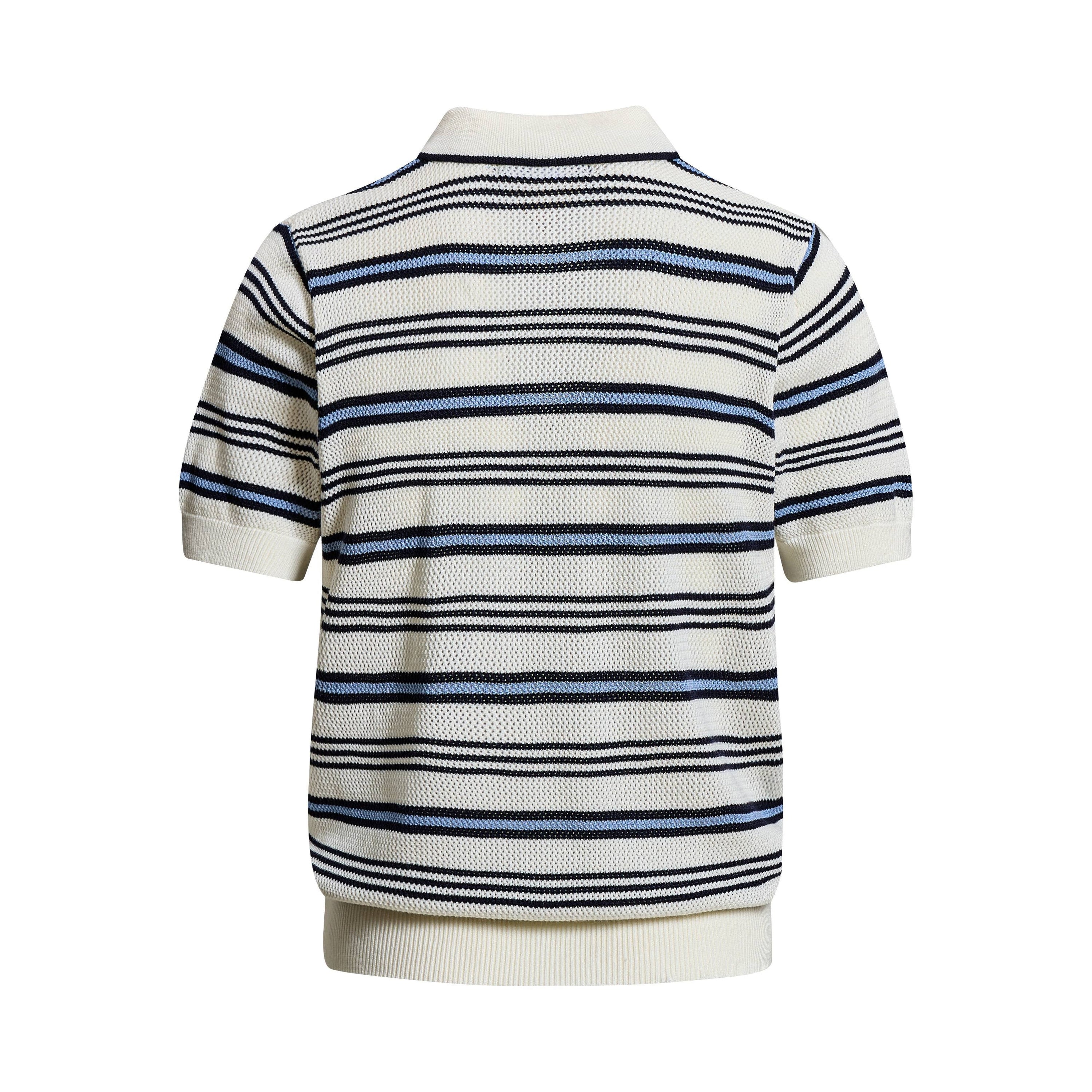 Omirad Retro Stripe Knit Polo | Vintage Collegiate Cotton Polo