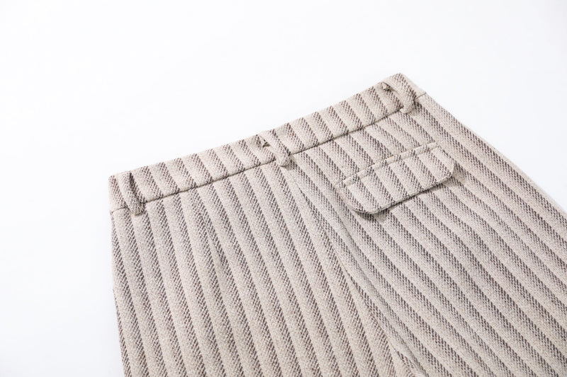 Omirad Pleated Panel Wide-Leg Trousers | Striped Drape Pants