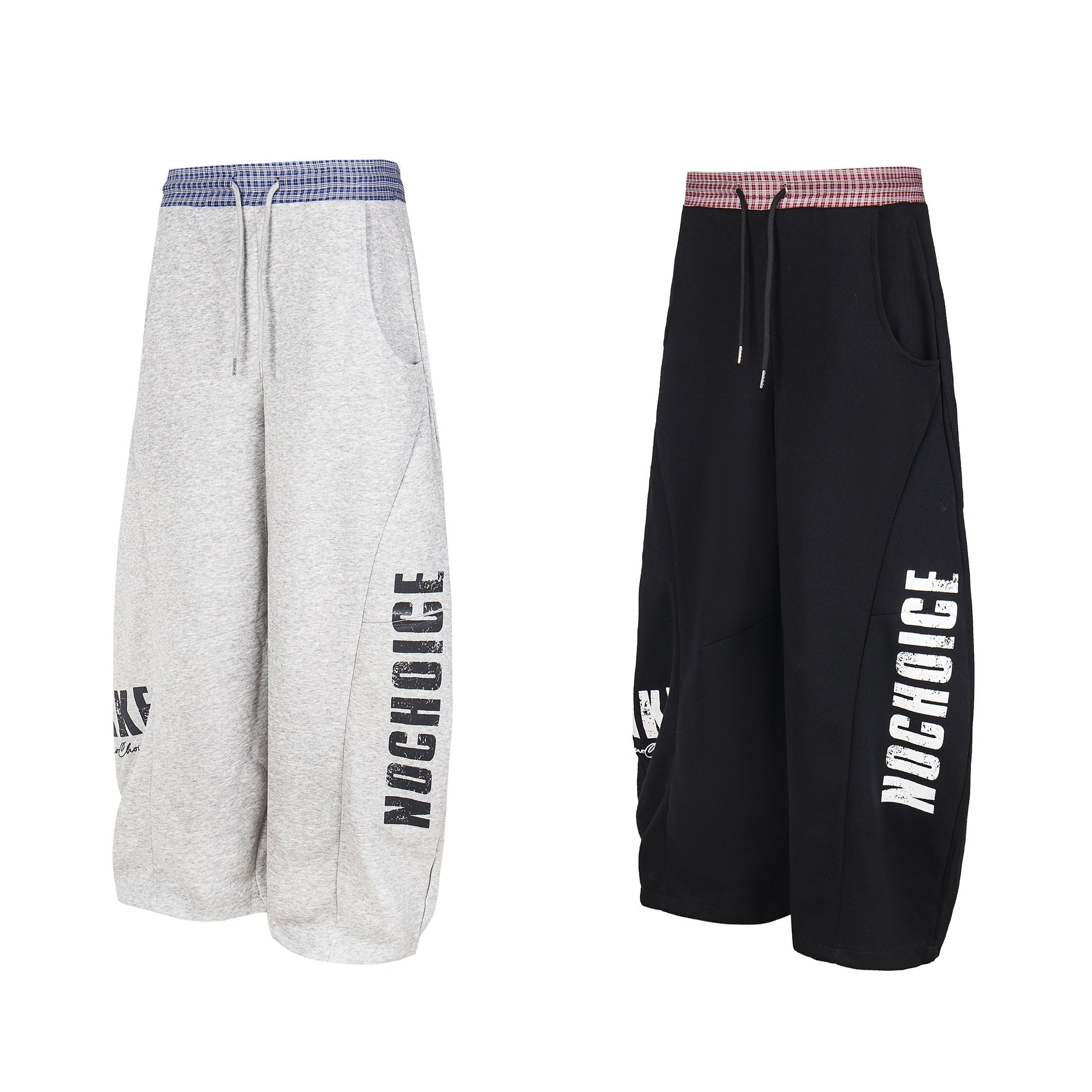 Double-Waist Checkered Print Wide-Leg Track Pants | Y2K Streetwear