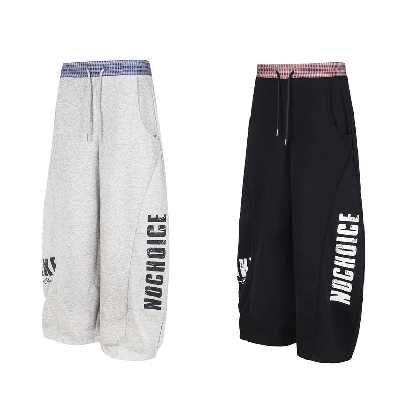 Double-Waist Checkered Print Wide-Leg Track Pants | Y2K Streetwear