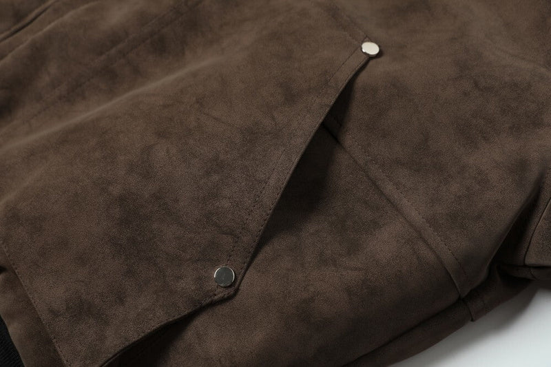 Omirad Vintage Suede Texture Bomber Jacket | Retro Workwear