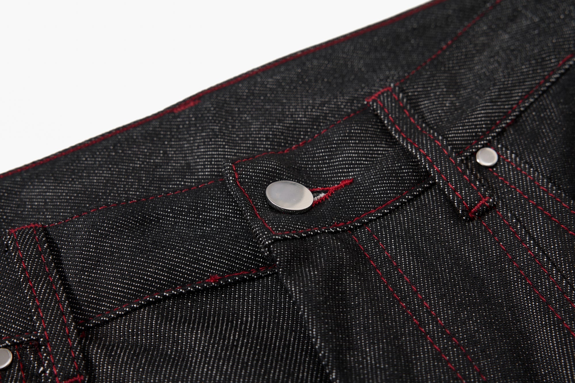 Omirad Multi-Pocket Wide-Leg Denim Pants | Red Contrast Stitch