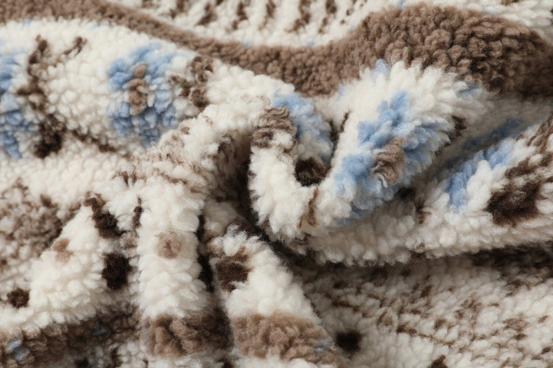 Nordic Fair Isle Faux Fur Hood Fleece Jacket | SEAKOFF