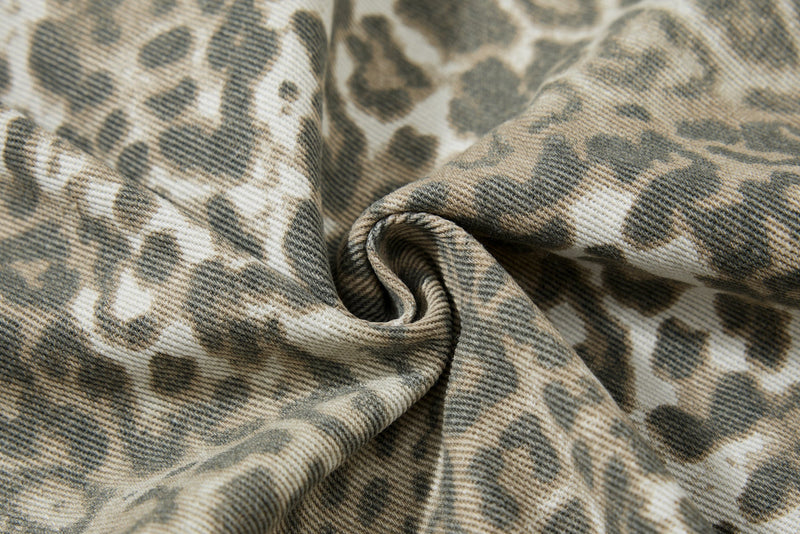 Omirad Leopard Print Bomber Jacket | Vintage Wash Cotton