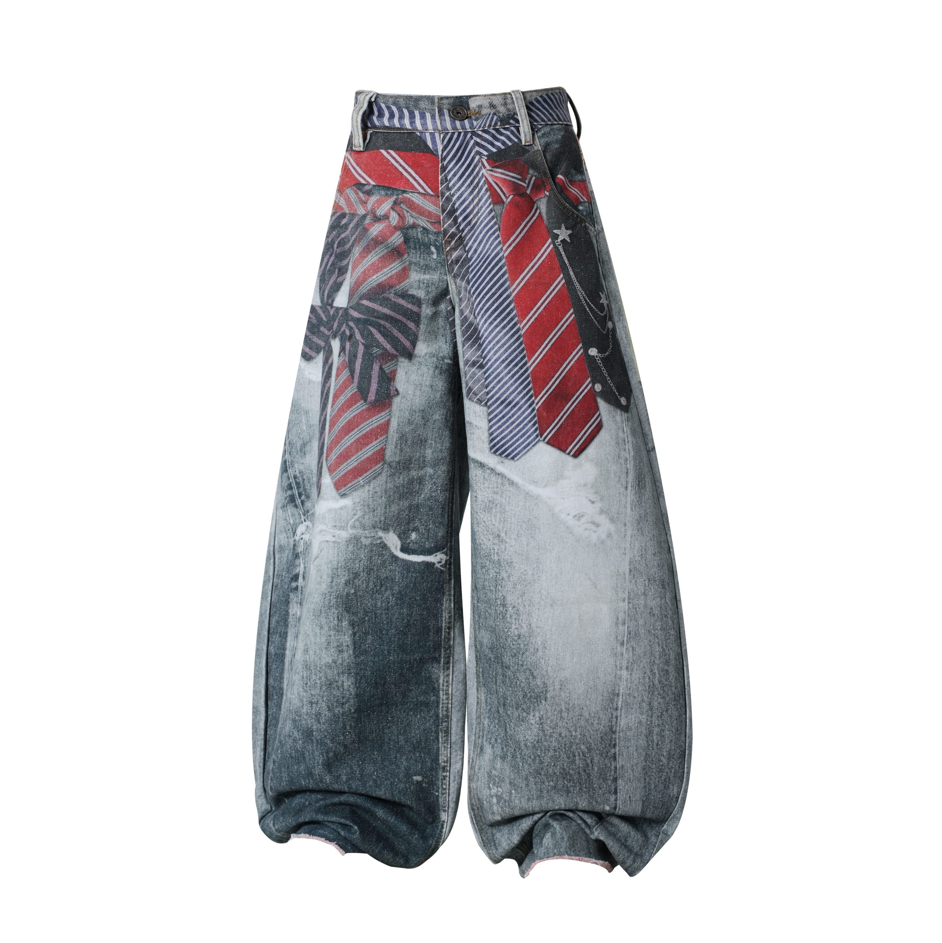 Omirad Tie Riot Balloon Jeans | Wide Leg Distressed Denim