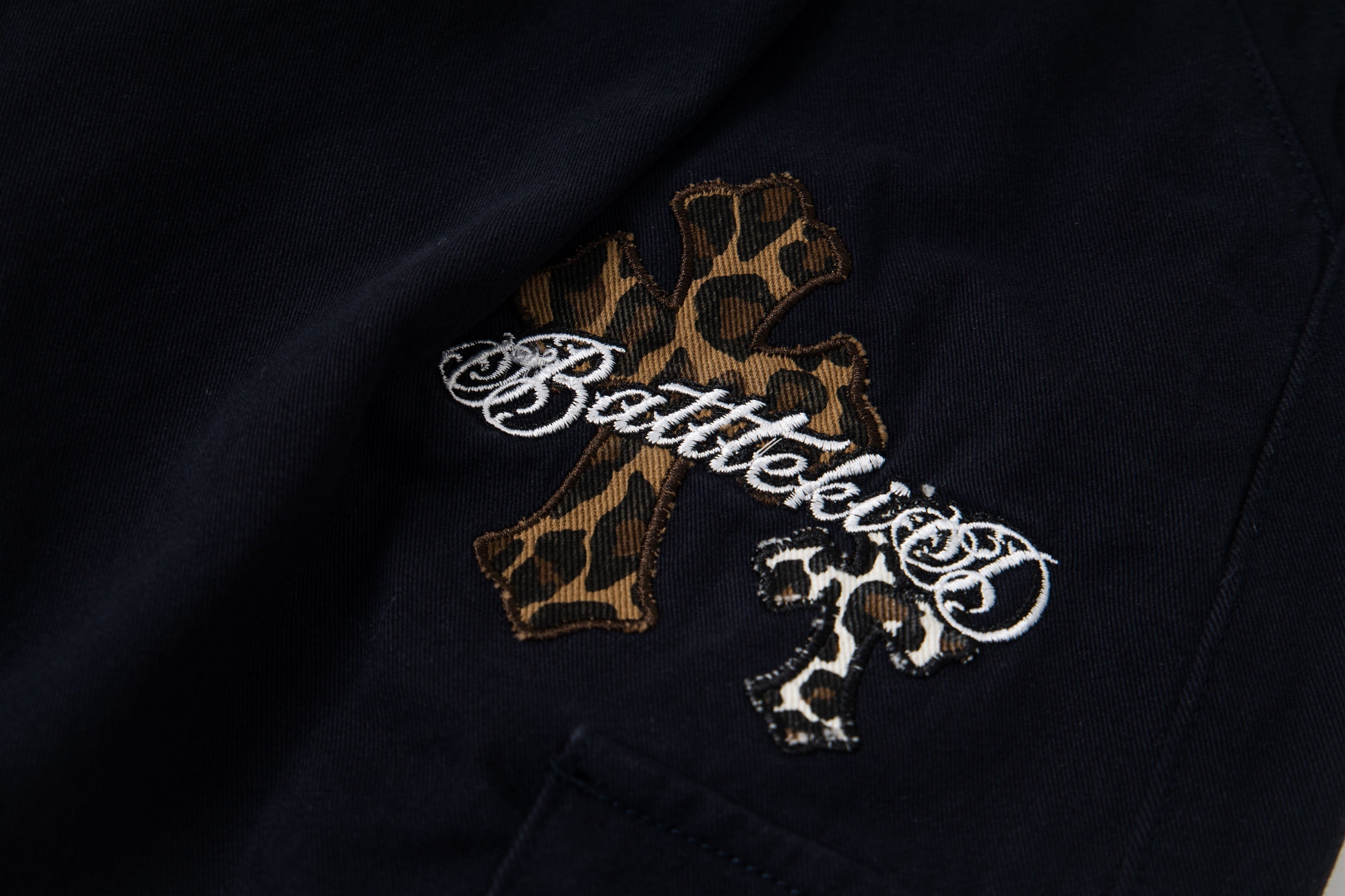 Leopard Cross Embroidered Wide-Leg Cargo Pants | Streetwear