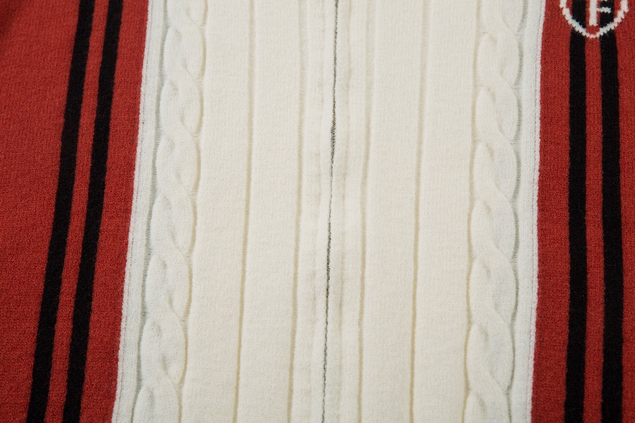 Retro Stripe Cable-Knit Zip Jacket | Varsity Color Block