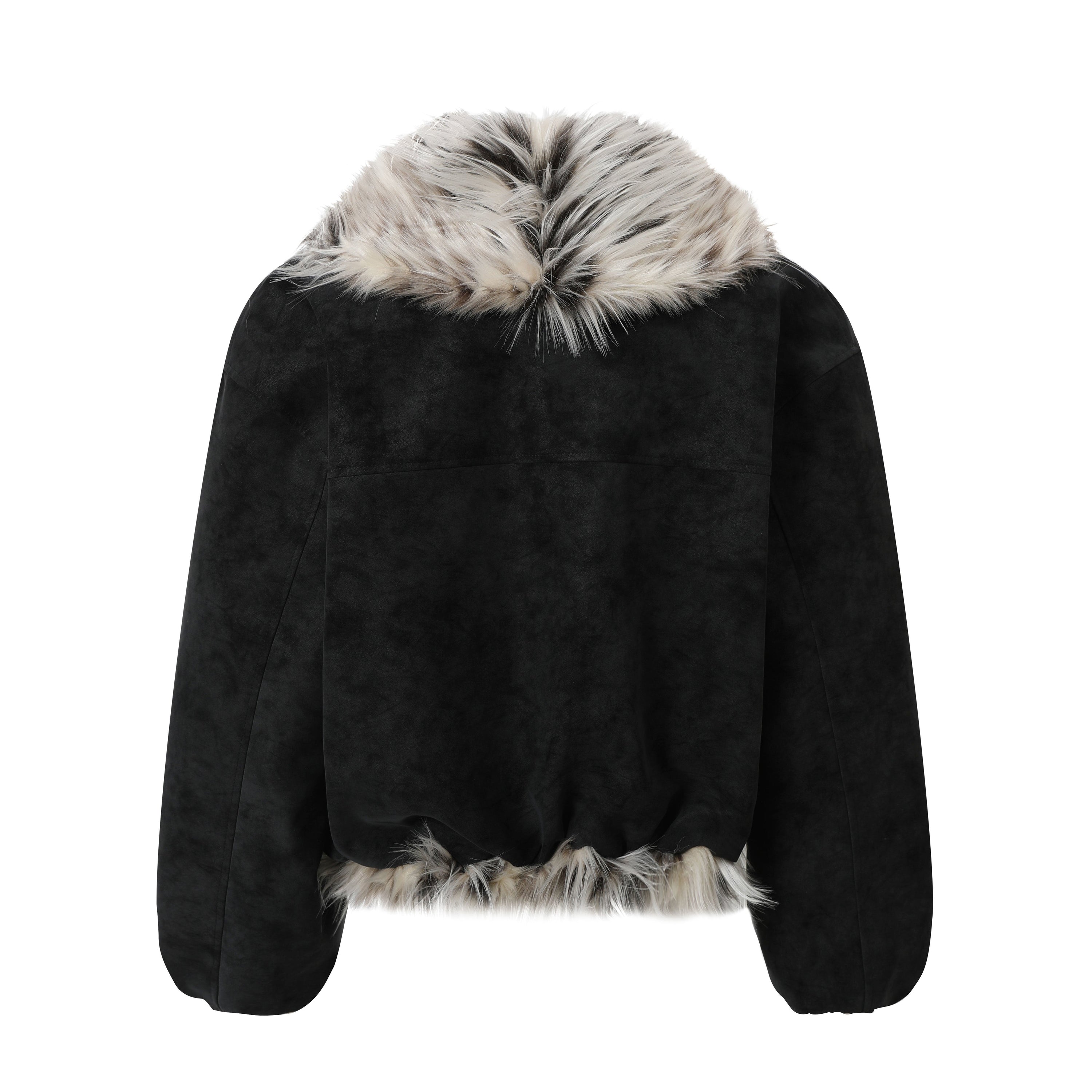 Faux-Fur Collar Suede Winter Jacket | Oversized Streetwear