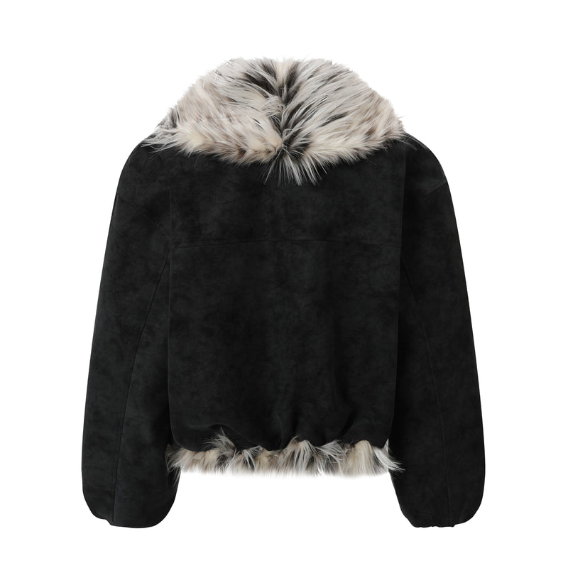 Faux-Fur Collar Suede Winter Jacket | Oversized Streetwear