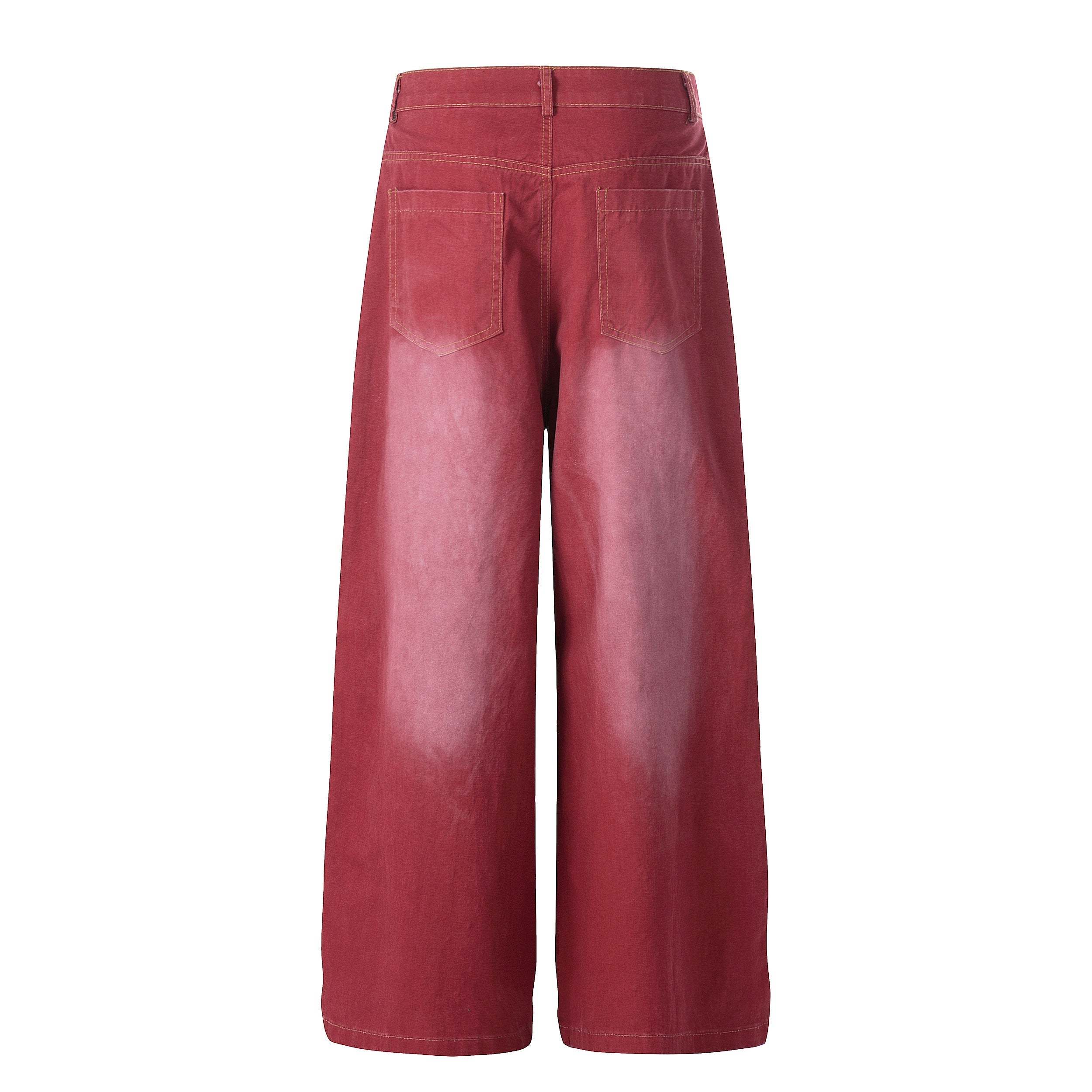 Vintage Red Wide-Leg Jeans with Rhinestone Detail | SEAKOFF – Seakoff