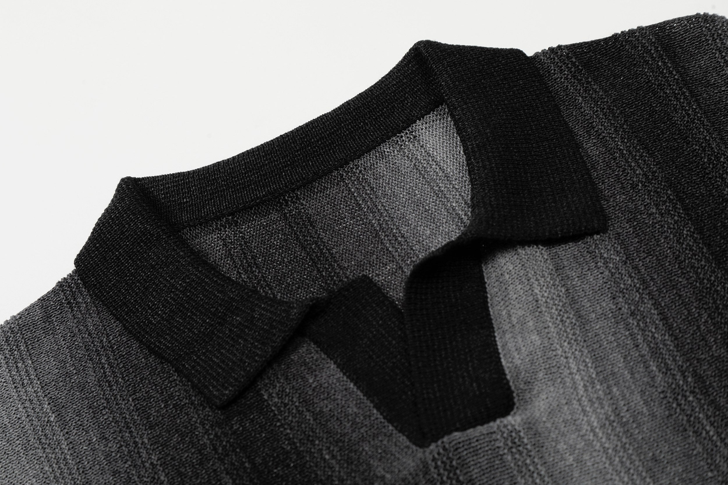 Men's Gradient Stripe Open-Knit Polo Shirt | Relaxed Fit