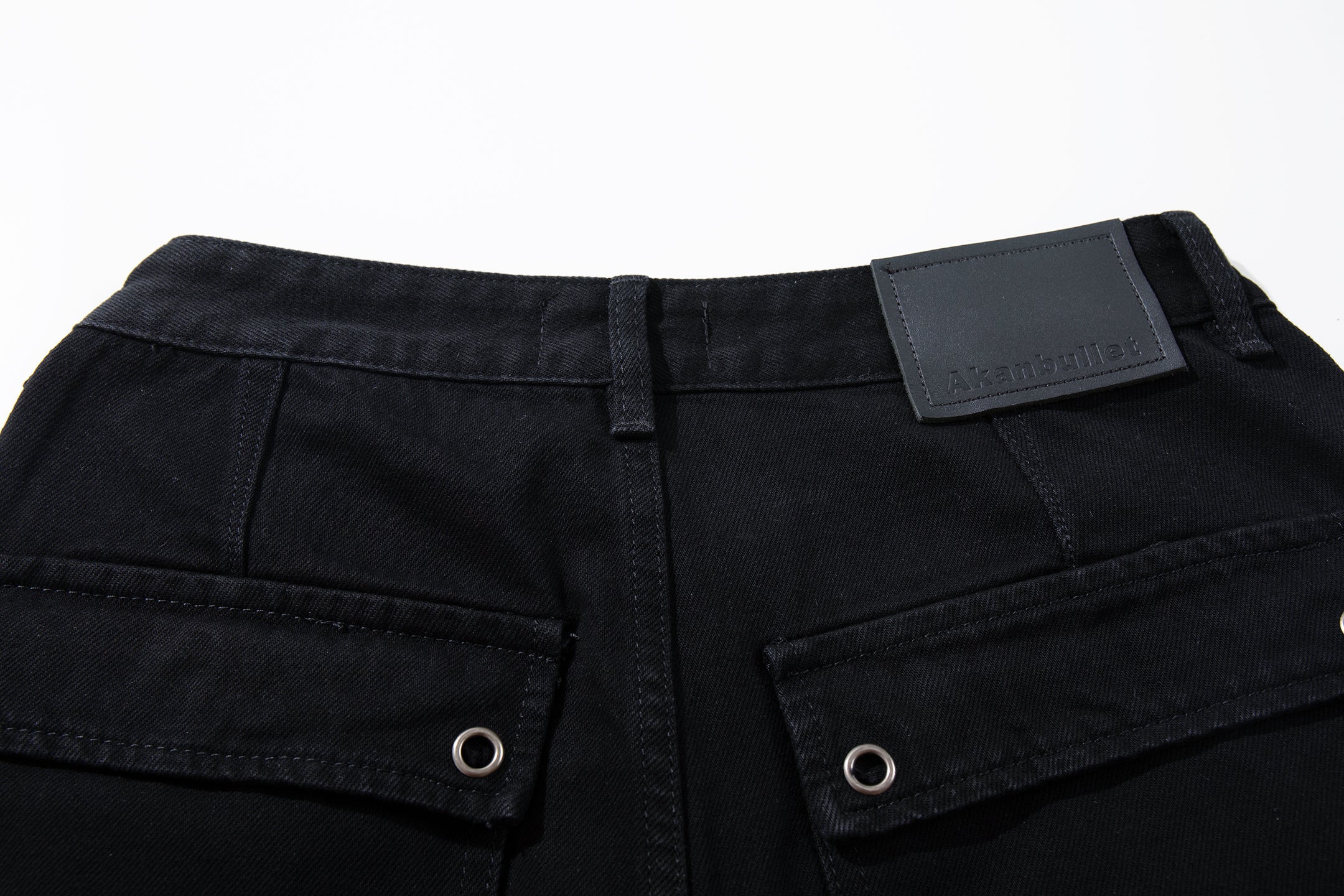 Omirad Tactical Distressed Wide-Leg Pants | Black Denim