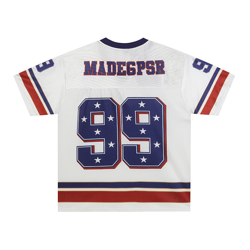 Stars Number Retro Football Jersey | Streetwear Mesh Top