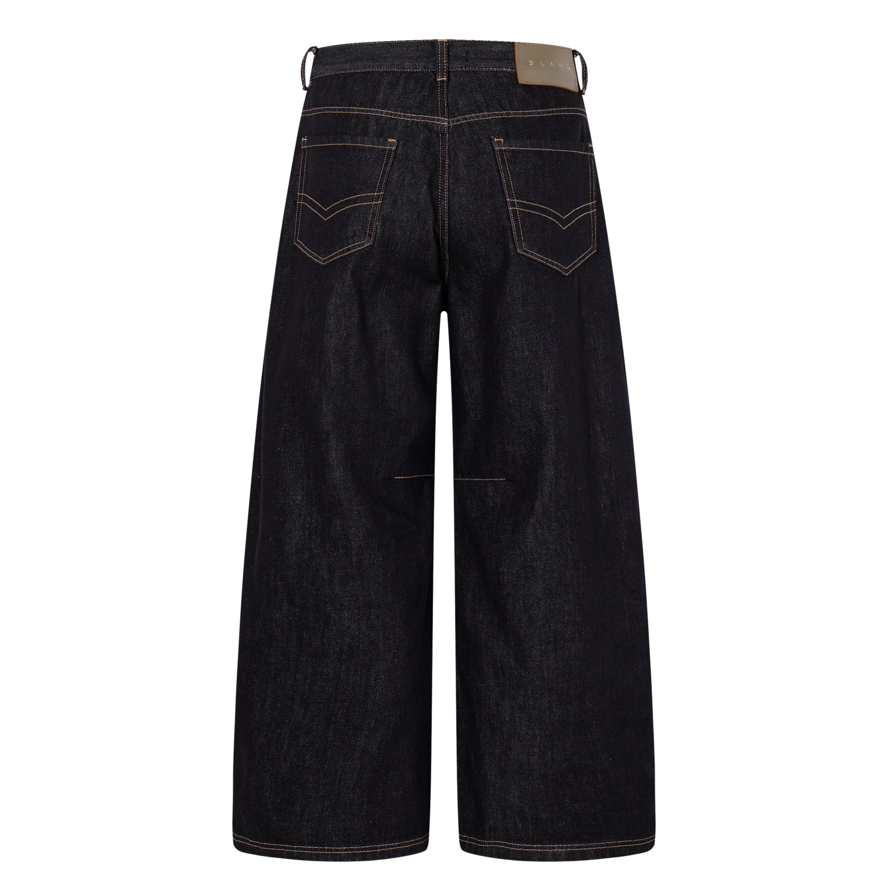 Omirad Plaid-Panel Wide-Leg Jeans | Dark Wash Denim