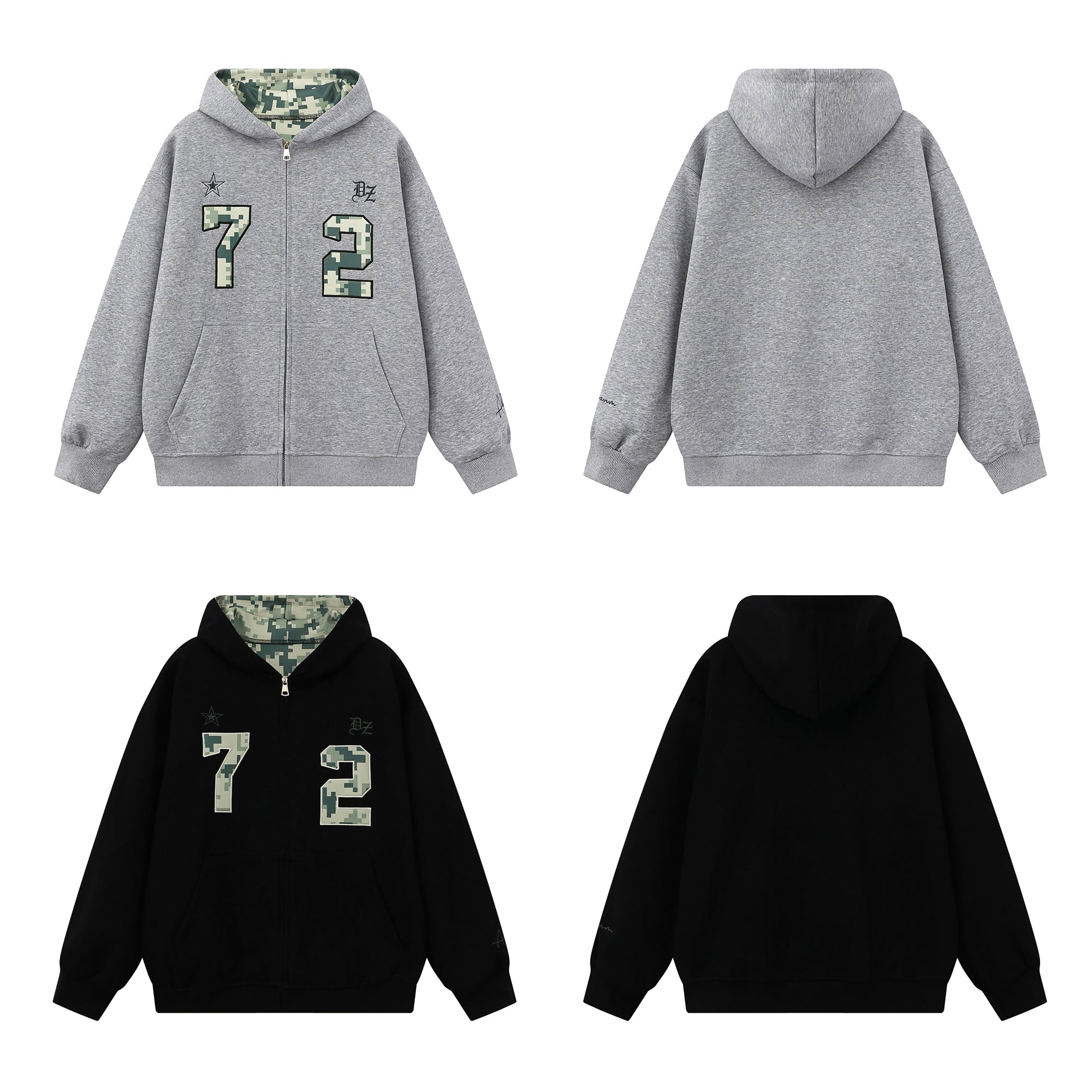 Omirad Camo Varsity Zip-Up Hoodie | Military Street Style