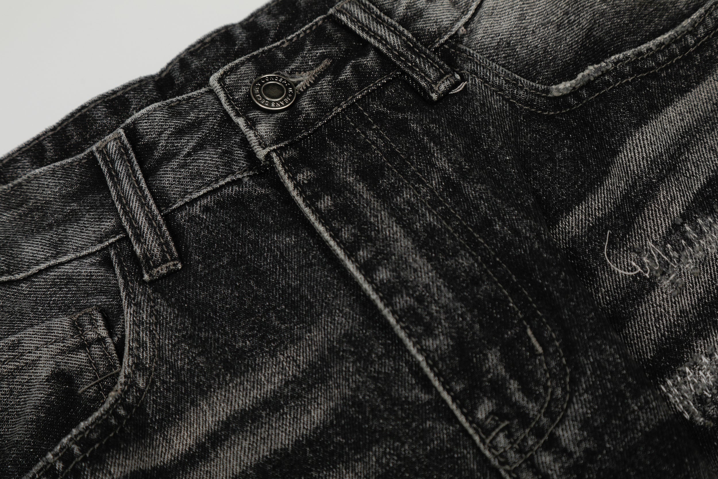 Omirad Washed Distressed Wide-Leg Denim Pants | Heavyweight Cotton