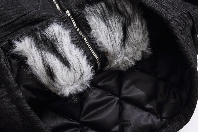 Omirad Vintage Toggle Cotton Jacket | Faux Fur Collar