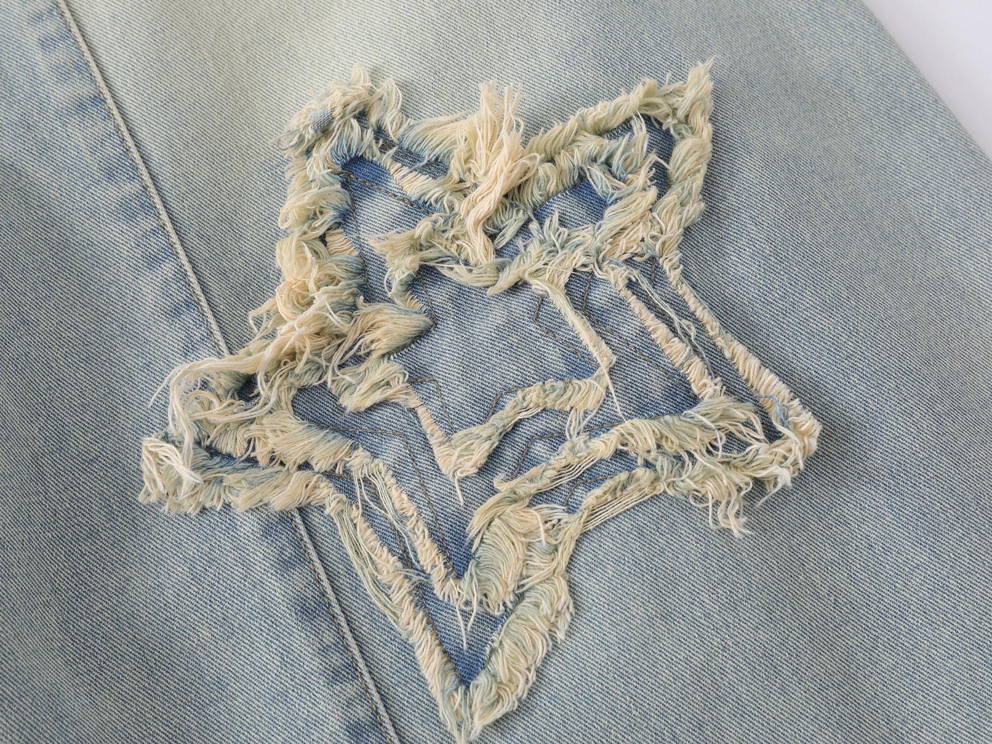 Star Distressed Wide-Leg Baggy Jeans | Streetwear Denim