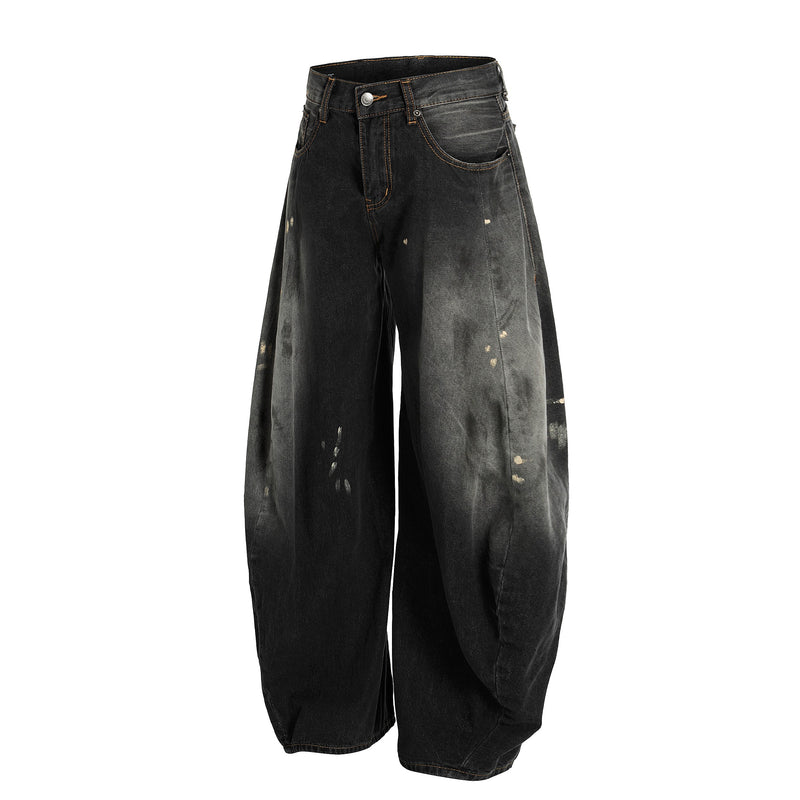Omirad Vintage Wash Barrel Leg Jeans | Distressed Streetwear
