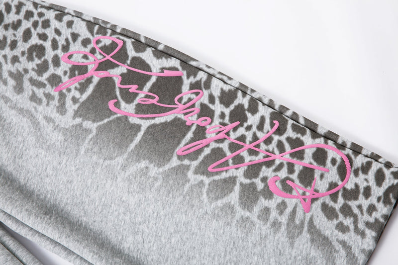 Omirad Leopard Gradient Sweatpants | Grey & Pink Graffiti