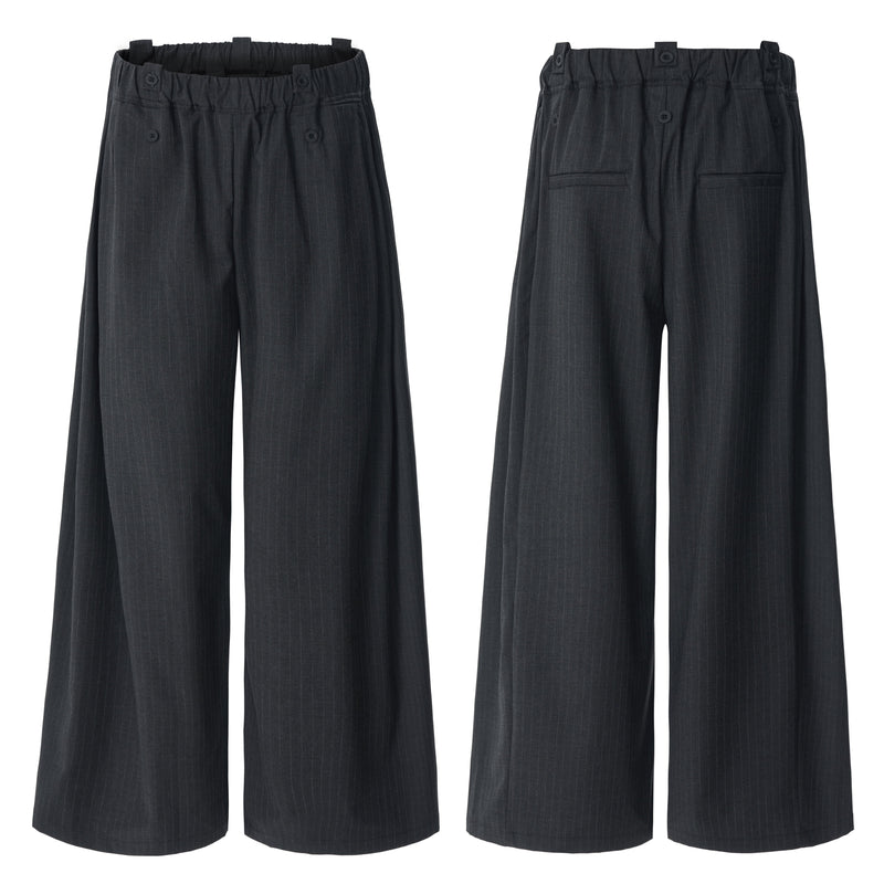 Dual-Button Pinstripe Wide-Leg Trousers | Relaxed Fit