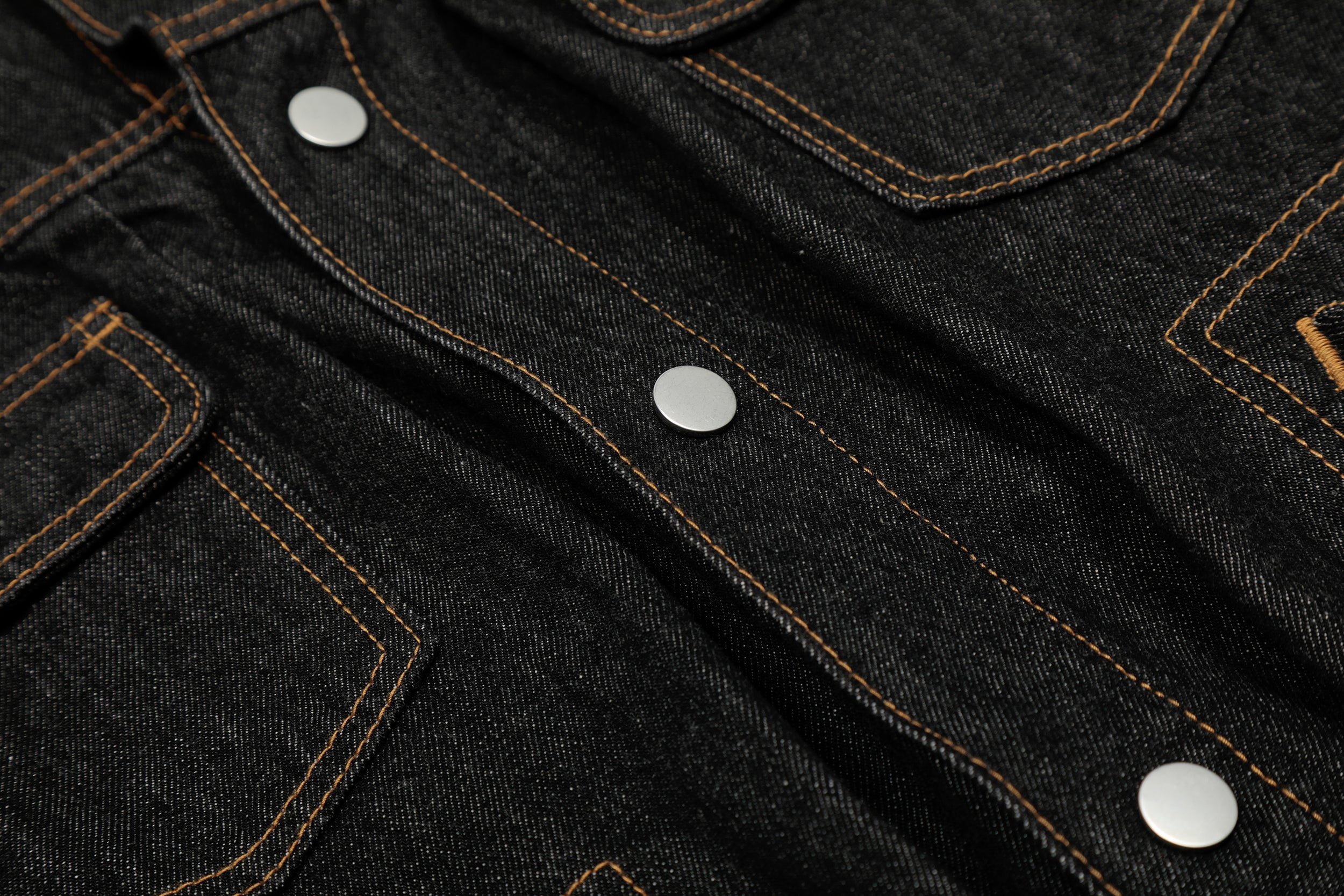 Omirad Raw Black Cropped Denim Jacket | Contrast Stitch