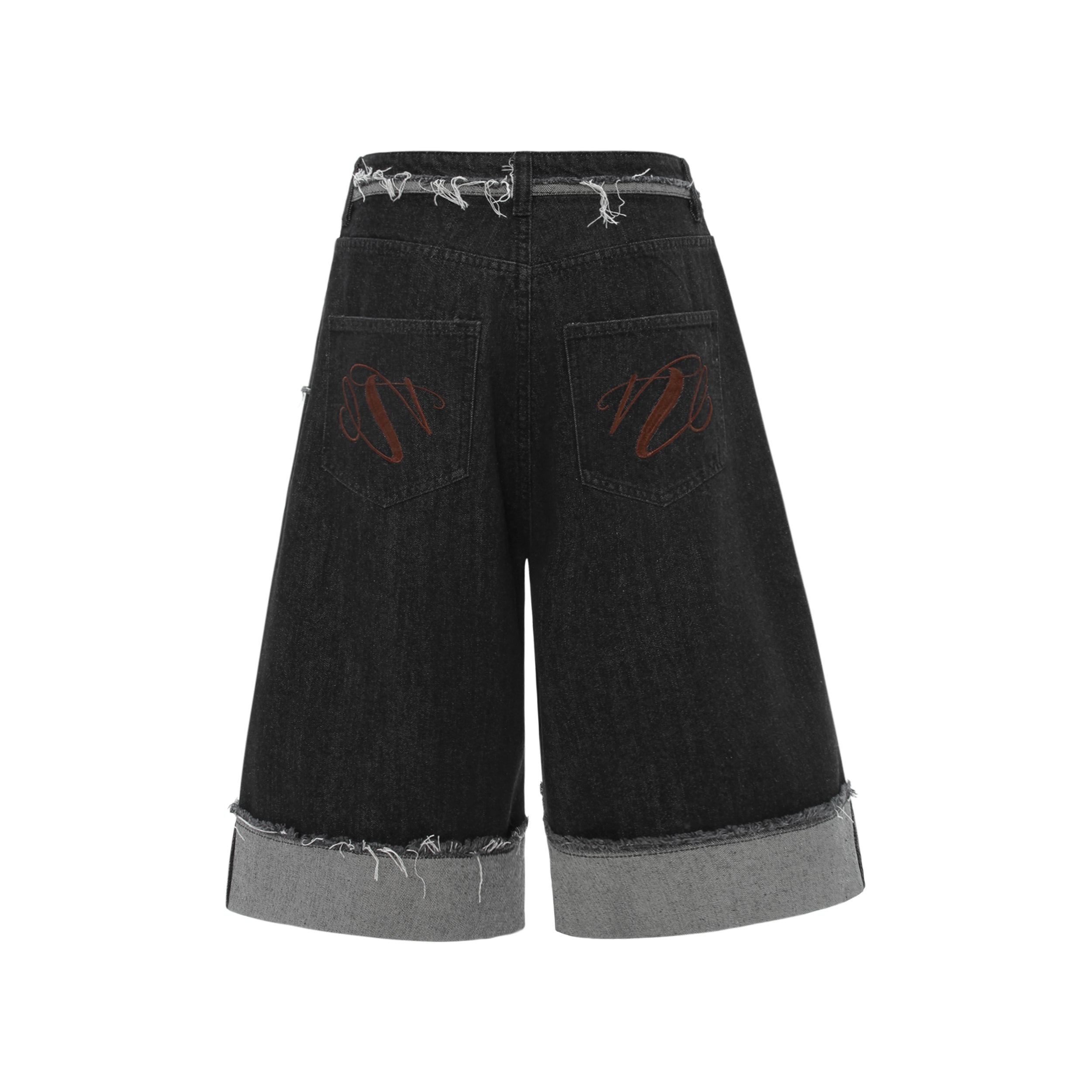 Omirad Distressed Wide-Leg Denim Shorts | Raw Hem Cuffed