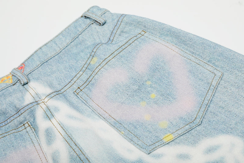 Omirad Life Is Beautiful Graffiti Wide-Leg Jeans