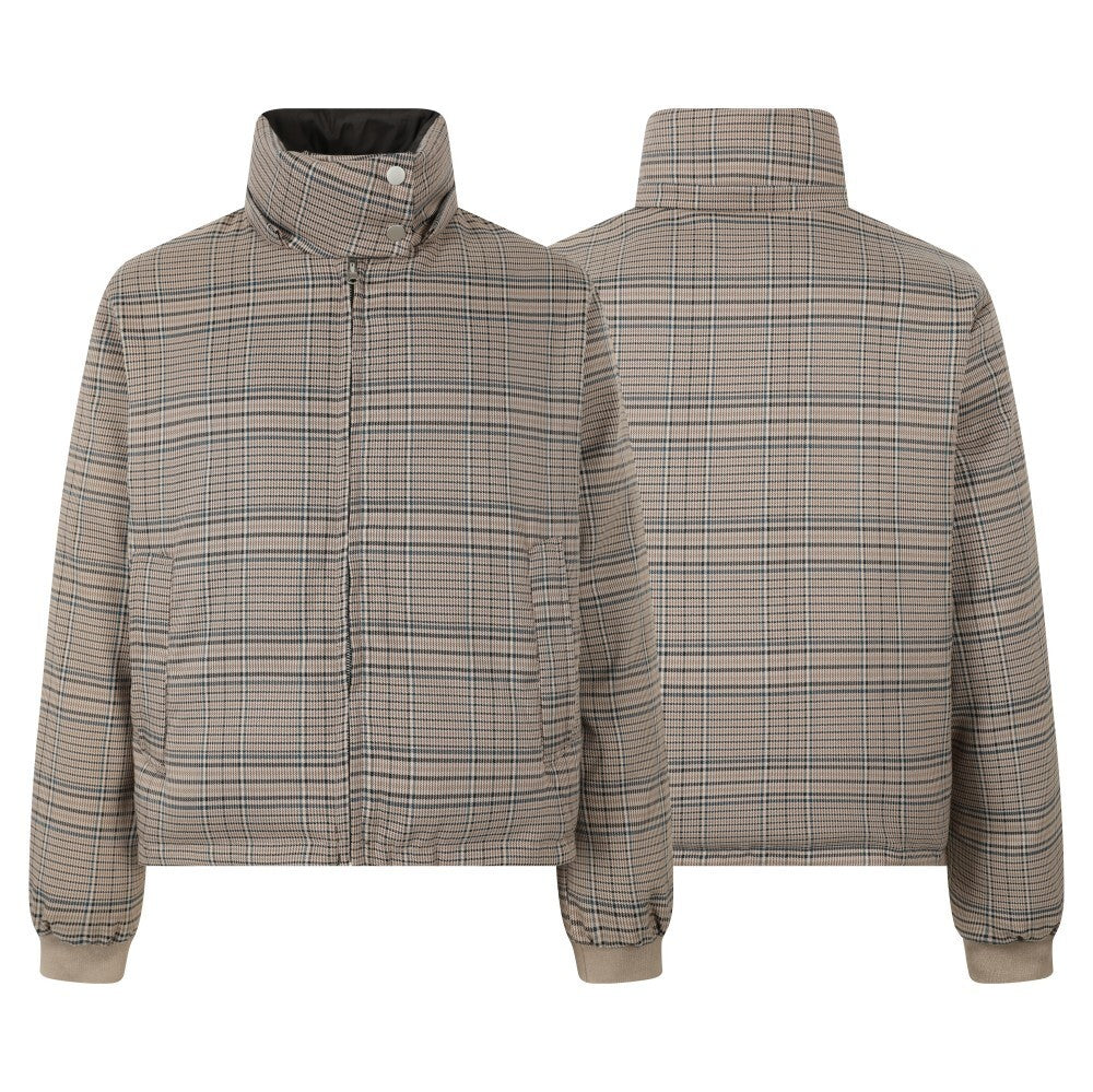 Reversible Plaid Faux Fur Hooded Puffer Jacket | SEAKOFF