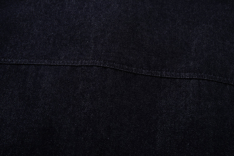Men's Dark Indigo Denim Jacket with Metal Buckle Detail