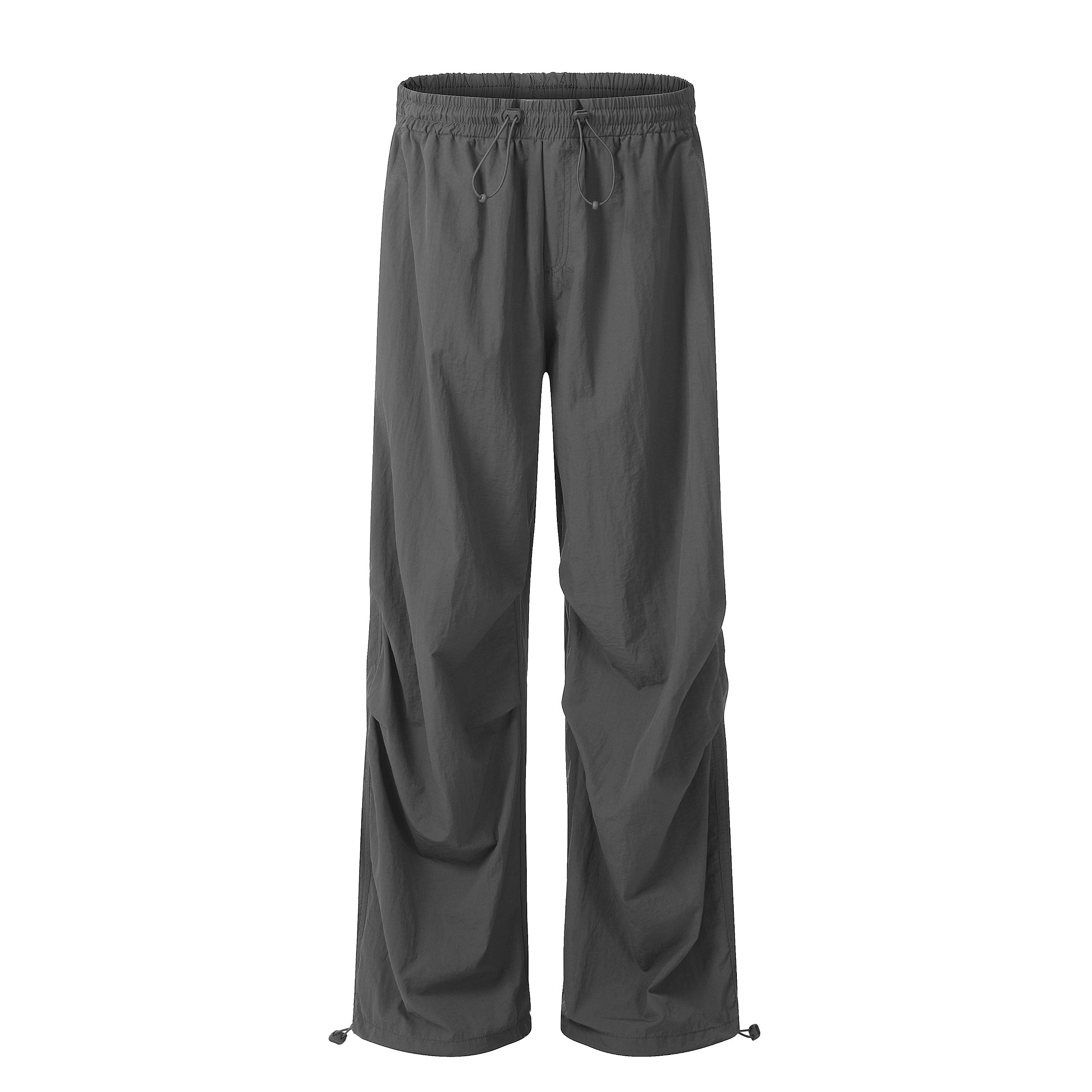 Lightweight Nylon Drawstring Parachute Pants | Wide Leg