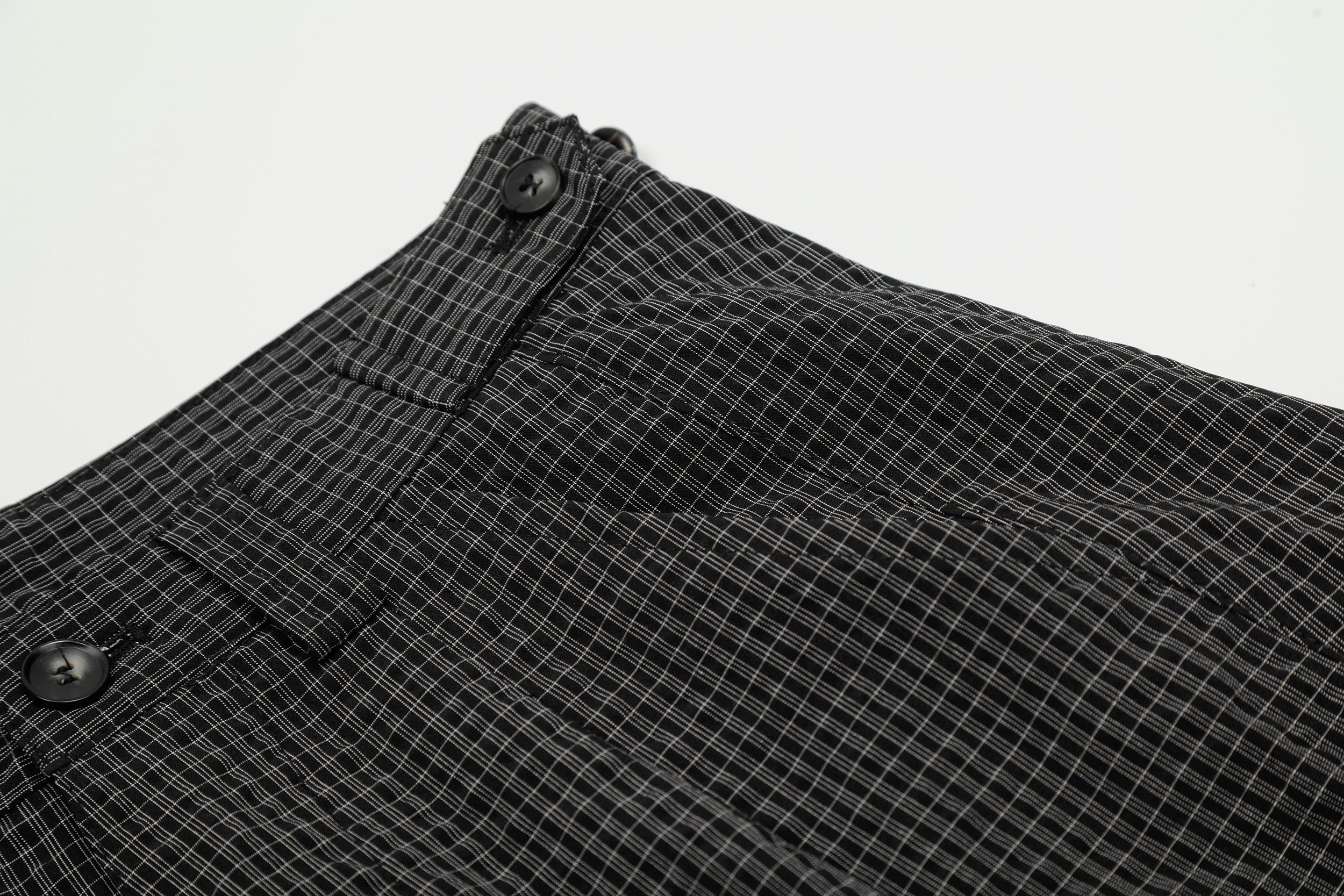 Omirad Micro-Check Curved-Leg Wide Trousers