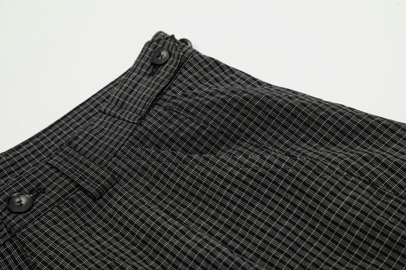 Omirad Micro-Check Curved-Leg Wide Trousers