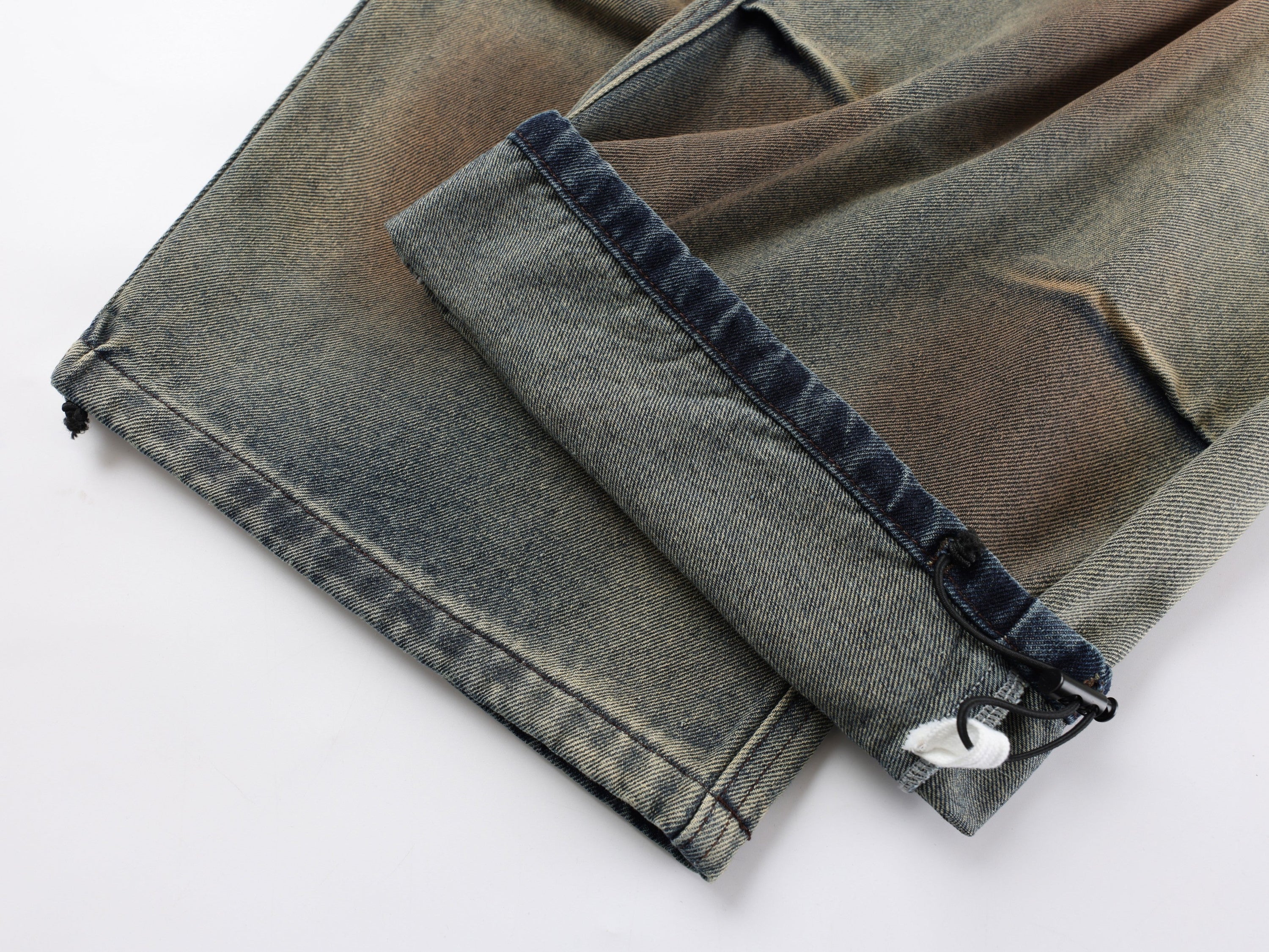 Wide-Leg Denim Pants with Tie Waist Detail | Vintage Wash