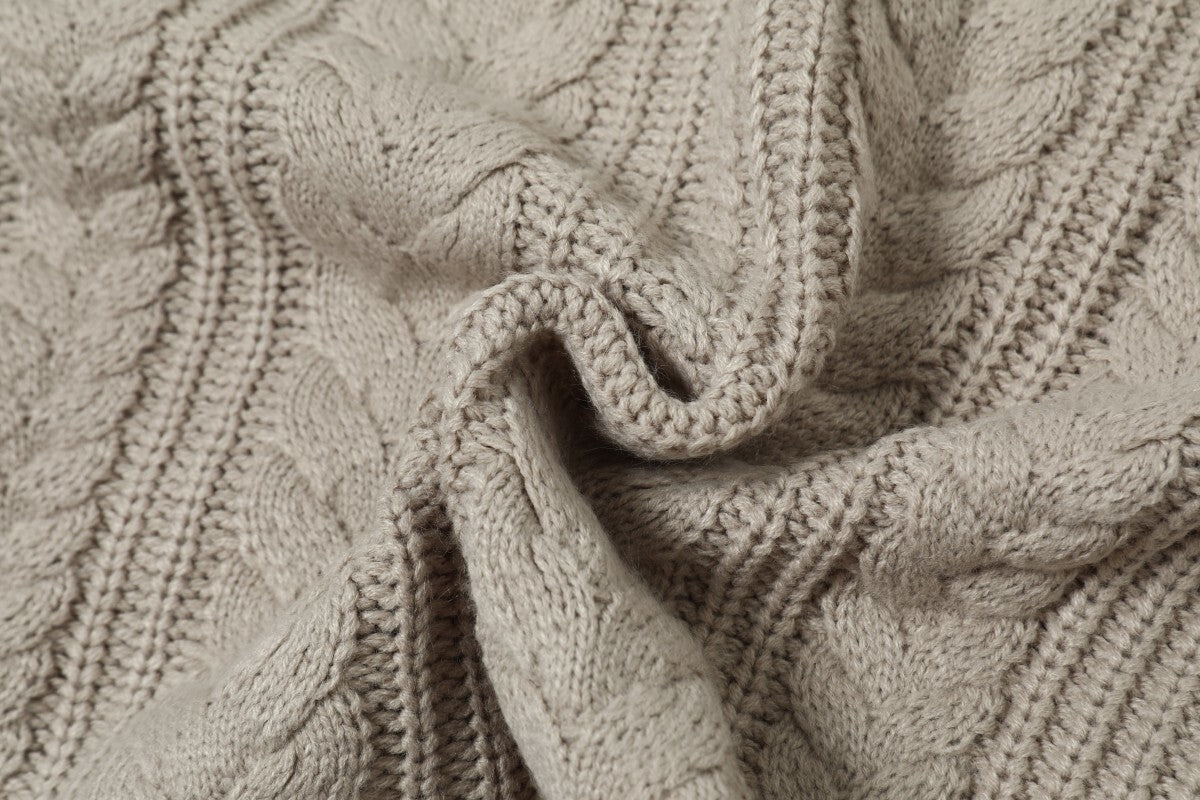 Cable Knit Zip-Up Turtleneck Sweater | Relaxed Fit