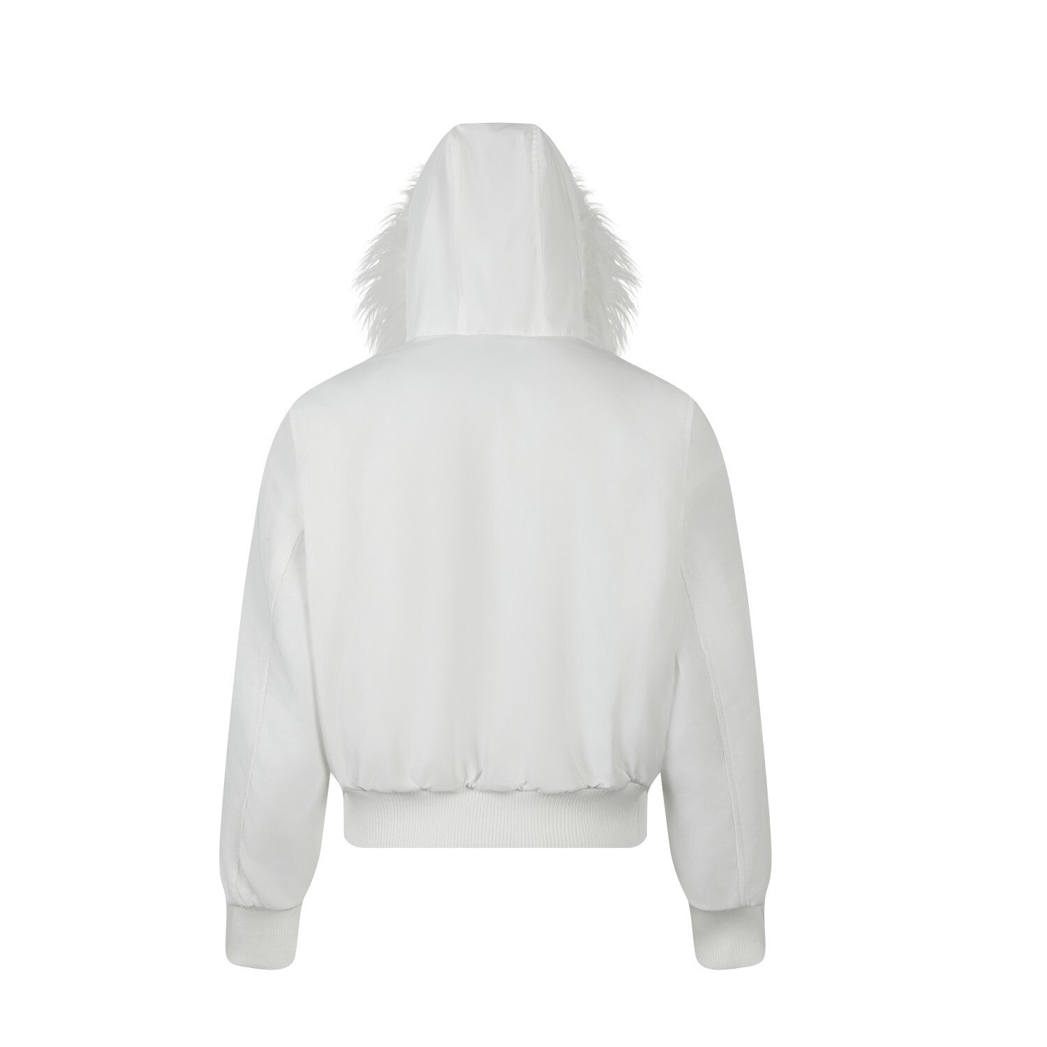 Faux Fur Hooded Bomber Jacket with Badge Patches | SEAKOFF