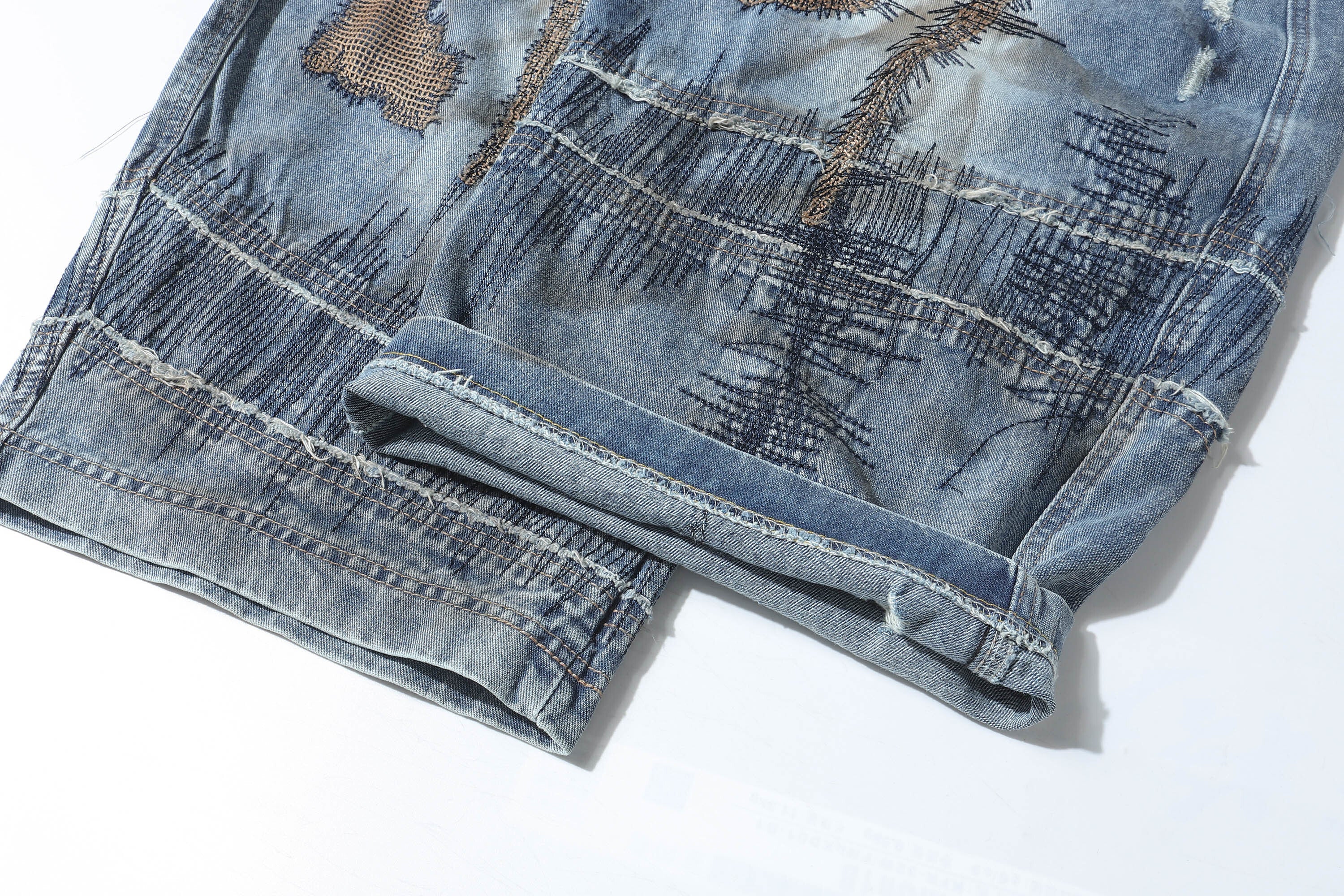 Omirad Distressed Patchwork Wide-Leg Denim Pants | Y2K