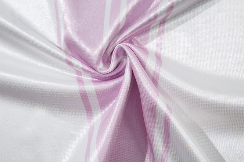 Close-up of pink and white striped jersey fabric gathered in a twist