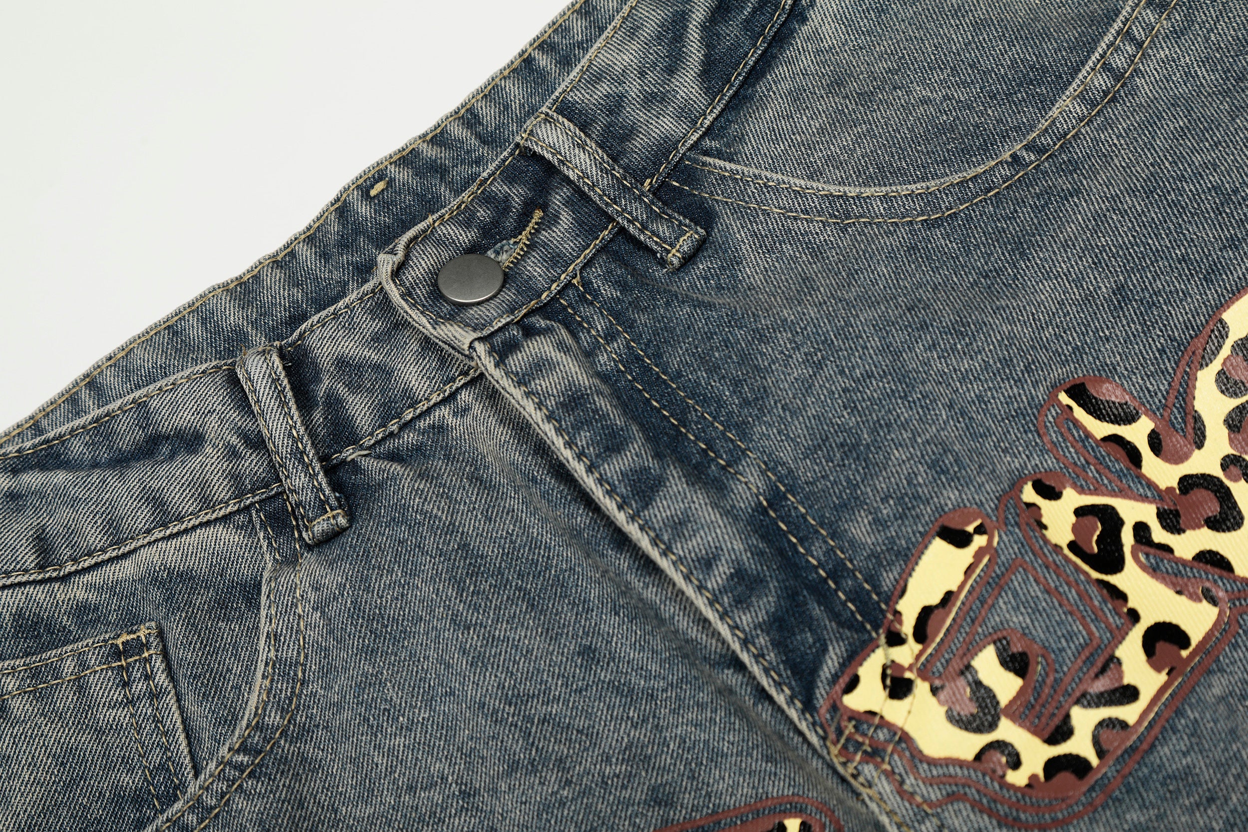 Omirad Leopard Star Wide-Leg Barrel Jeans | Y2K Streetwear