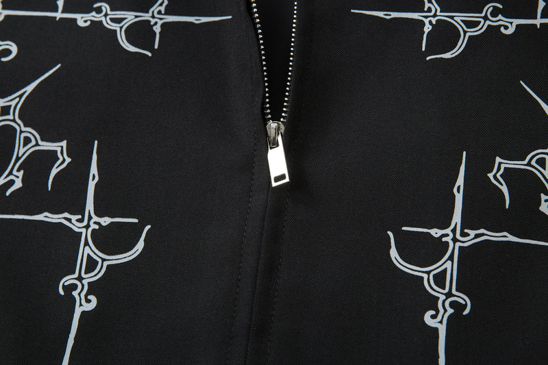Omirad Barbed Graphic Jacket with Faux-Leather Collar