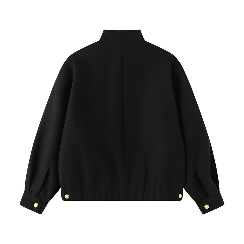 Omirad Utility Bomber Jacket | Gold-Tone Snap Stand Collar