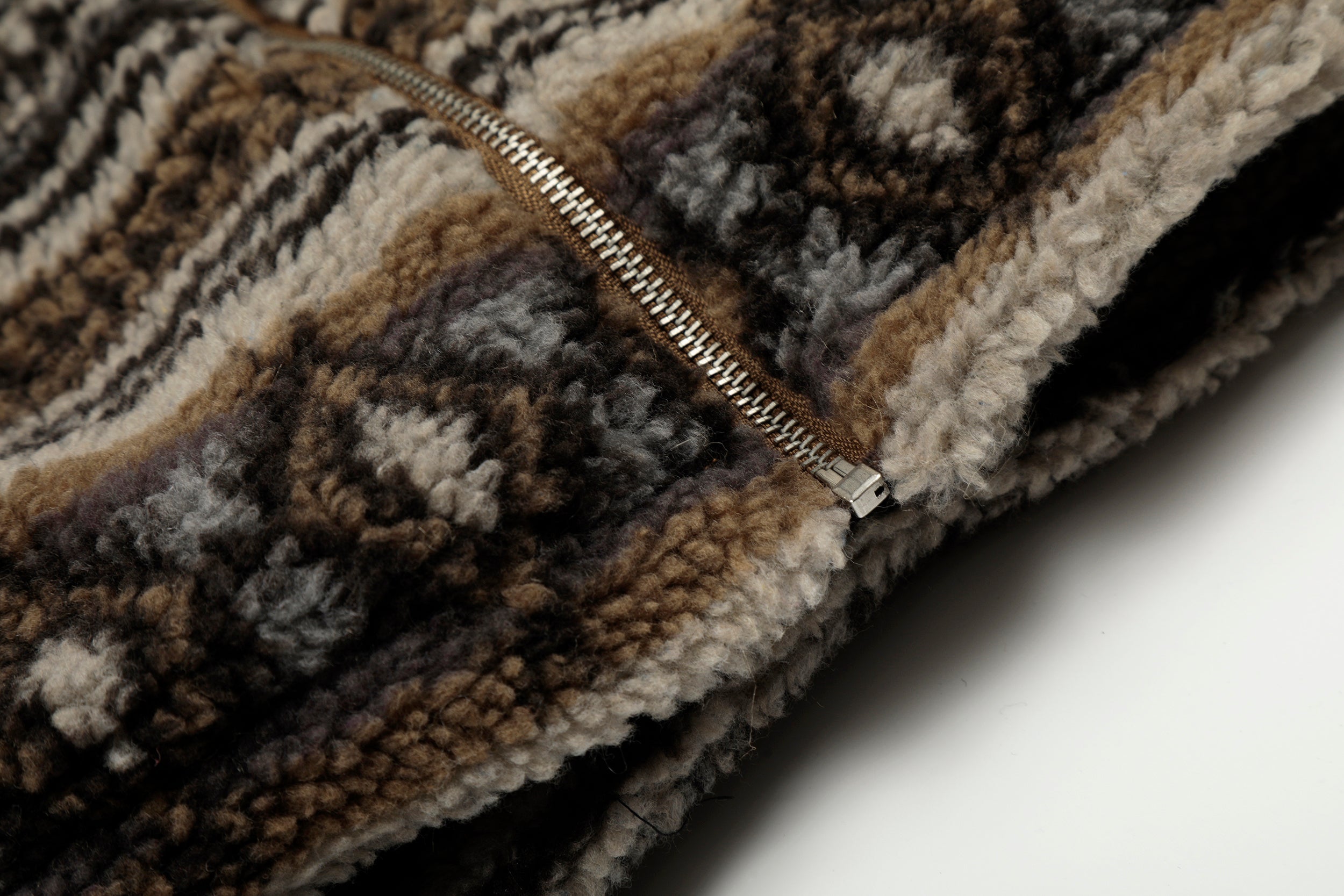 Nordic Faux Fur-Trim Hooded Zip Jacket | Ethnic Pattern