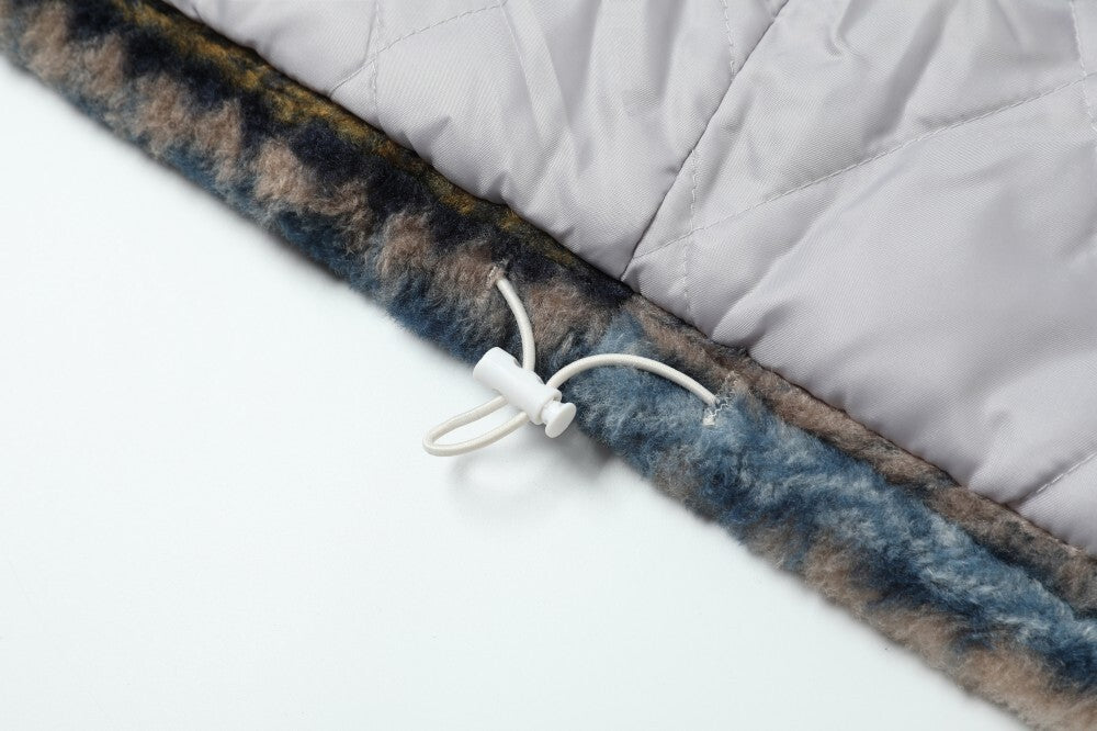 Striped Faux Fur Hooded Jacket | Retro Streetwear Winter Coat