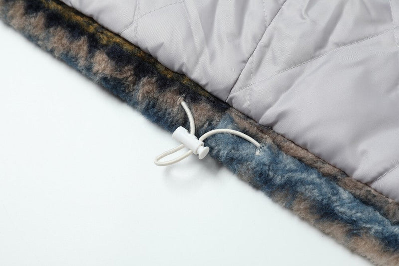 Striped Faux Fur Hooded Jacket | Retro Streetwear Winter Coat