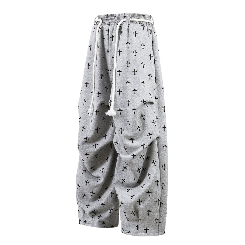 Omirad Cross Print Sweatpants | Gothic Streetwear Joggers